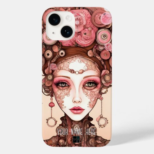 Coque Pour iPhone 14 ROSE STEAMPUNK BEAUTY DOLL FACE iPhone / coque ipa (Verso)