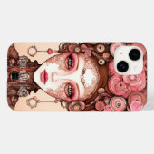 Coque Pour iPhone 14 ROSE STEAMPUNK BEAUTY DOLL FACE iPhone / coque ipa (Verso (horizontal))
