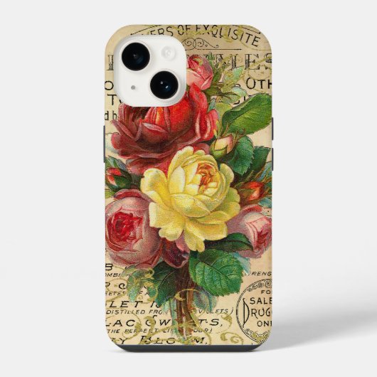 Coque Pour iPhone 14 Roses Antiques Françaises (Verso)
