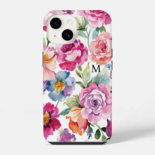 Coque Pour iPhone 14 Roses Aquarelles Élégantes Fleurissent Nom Personn