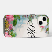 COQUE POUR iPhone 14 ROSES & JASMINES MONOGRAMME (Verso Horizontal)
