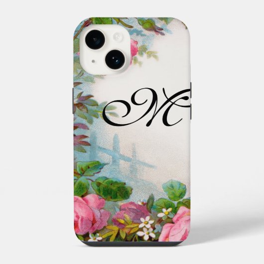 COQUE POUR iPhone 14 ROSES & JASMINES MONOGRAMME (Verso)