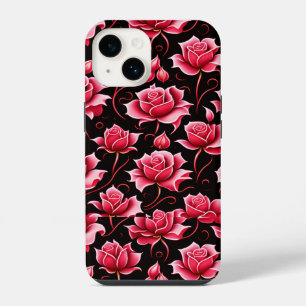 Coque Pour iPhone 14 Roses Rouges Romantiques Motif Floral