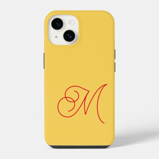Coque Pour iPhone 14 Rouge Jaune Monogramme Classique Écriture Simple (Verso)