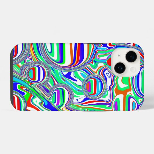 Coque Pour iPhone 14 Rouge, Vert, Bleu, Lignes Abstraites (Verso Horizontal)