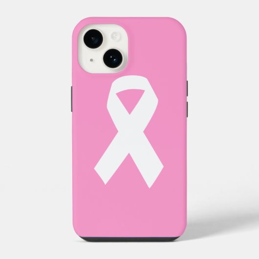 Coque Pour iPhone 14 Ruban de sensibilisation sur fond rose (Verso)