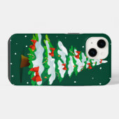 Coque Pour iPhone 14 Rubans Rouges de Sapin de Noël (Verso Horizontal)