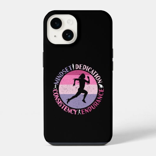 Coque Pour iPhone 14 Running Mindset - Citation d'endurance de la fille (Verso)