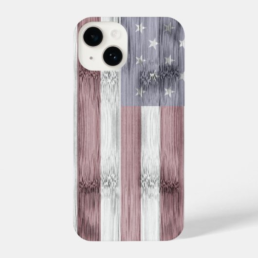 Coque Pour iPhone 14 Russe Rouge Blanc Bleu Bois américain drapeau Amér (Verso)