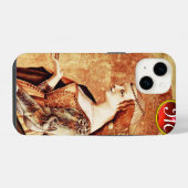Coque Pour iPhone 14 SAINT MARY MAGDALENE Parchemin Ruby Gem Monogramme (Verso Horizontal)