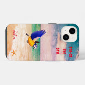 Coque Pour iPhone 14 Sandy Beach Bird Sea Starfish (Verso Horizontal)