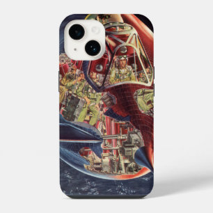Coque Pour iPhone 14 Science-fiction vintage Astronaute Fusée Vaisseau