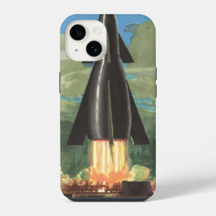 Coque Pour iPhone 14 Science-fiction vintage, fusée décollant de la Ter
