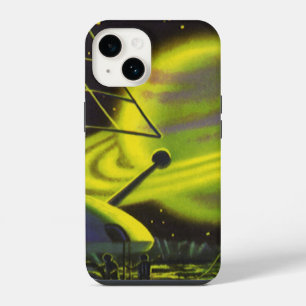 Coque Pour iPhone 14 Science-fiction vintage Planète néon verte avec an