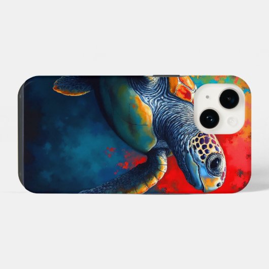 Coque Pour iPhone 14 Sea Turtle in Deep Sea (Verso Horizontal)
