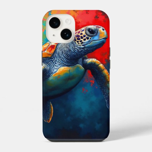 Coque Pour iPhone 14 Sea Turtle in Deep Sea (Verso)