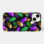 Coque Pour iPhone 14 Seamless Pattern with Mardi Gras feathers (Verso Horizontal)