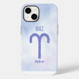 Coque Pour iPhone 14 Signe astrologique Bélier personnalisé violet joli