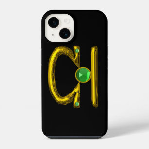 Coque Pour iPhone 14 Signe du zodiaque LIBRA en OR Vert Émeraude Gemme