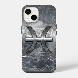 Coque Pour iPhone 14 Signe du zodiaque Poissons dans un style acier arg