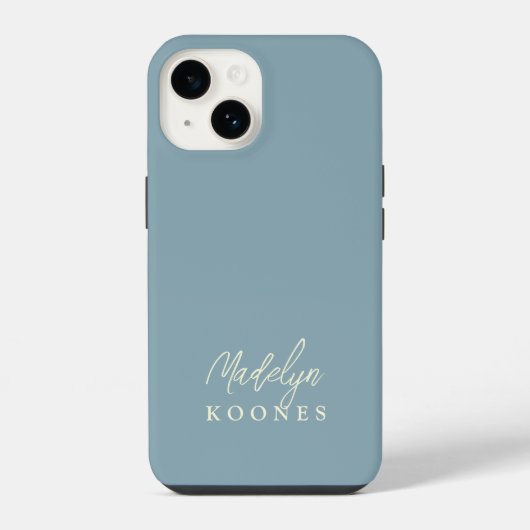 Coque Pour iPhone 14 Simple Design Moderne Nom De Script Dusty Blue (Verso)