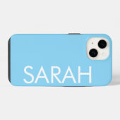 Coque Pour iPhone 14 Simple Élégant Moderne Classique Nom Bleu Ciel  (Verso Horizontal)