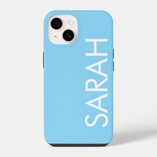 Coque Pour iPhone 14 Simple Élégant Moderne Classique Nom Bleu Ciel  (Verso)