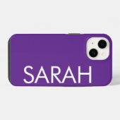 Coque Pour iPhone 14 Simple Élégant Moderne Classique Nom Violet Foncé  (Verso Horizontal)