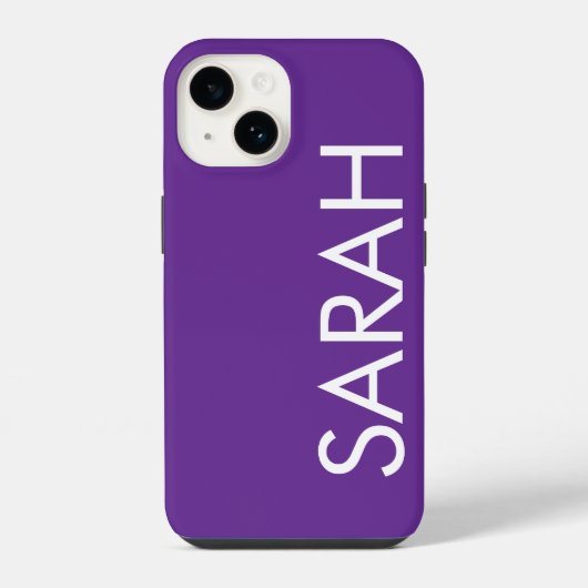 Coque Pour iPhone 14 Simple Élégant Moderne Classique Nom Violet Foncé  (Verso)