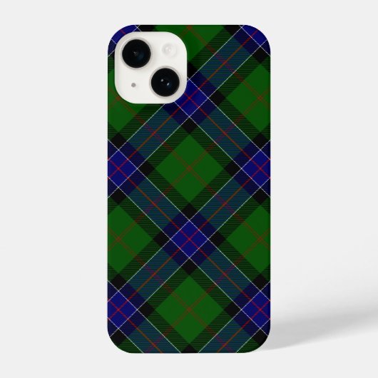 Coque Pour iPhone 14 Sinclair tartan bleu vert plaid (Verso)