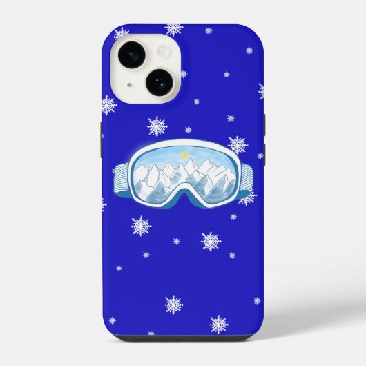 Coque Pour iPhone 14 Ski Goggers Snowflake Dance (Verso)