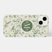 Coque Pour iPhone 14 Soft Mint Green Garden Motif (Verso Horizontal)