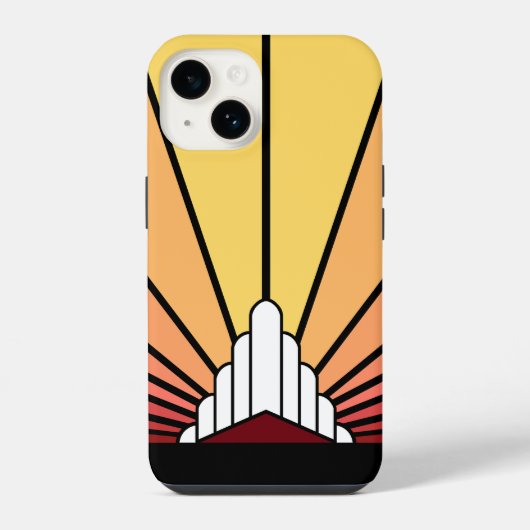 Coque Pour iPhone 14 Soleil Art déco à l'aube (Verso)
