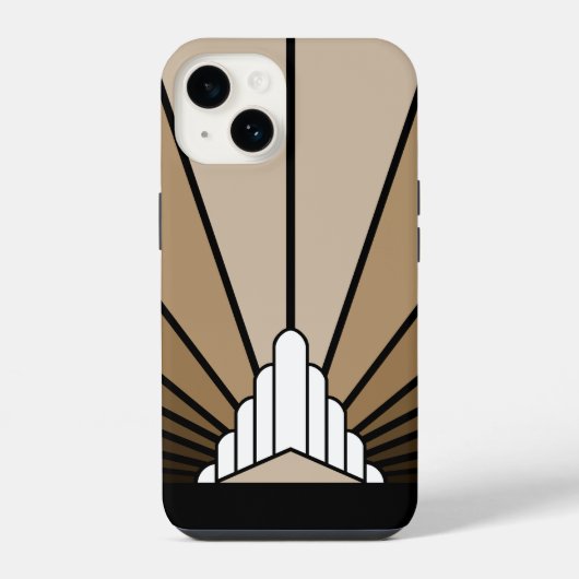 Coque Pour iPhone 14 Soleil Art déco bronzé (Verso)