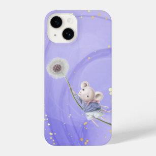 Coque Pour iPhone 14 Souris Imaginaire mignonne Dandelion Fluff Animal 