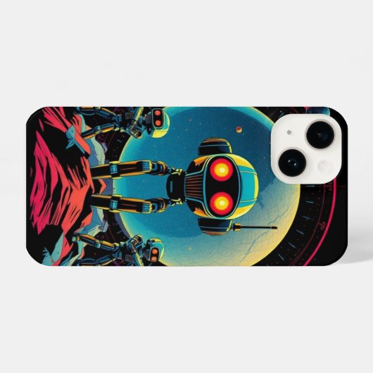 Coque Pour iPhone 14 space robots  (Verso Horizontal)