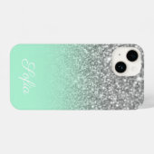 Coque Pour iPhone 14 Sparkly Faux Parties scintillant d'argent et Ombre (Verso Horizontal)