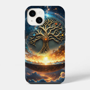 Coque Pour iPhone 14 Sphère de Vie – L'Arbre du Monde Doré.