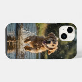 Coque Pour iPhone 14 Splash de chiot heureux (Verso Horizontal)