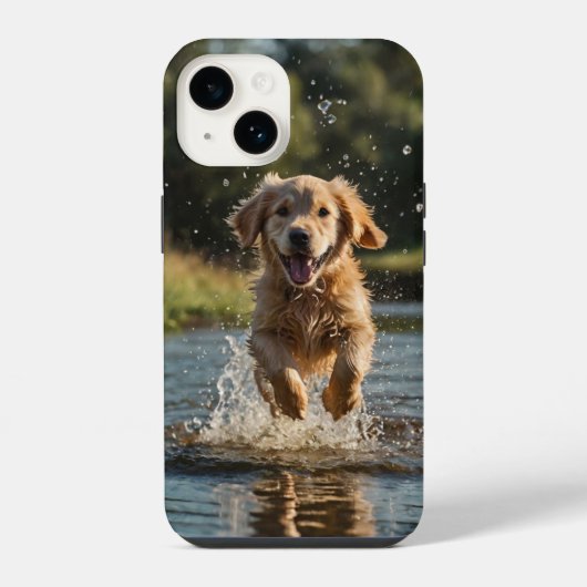 Coque Pour iPhone 14 Splash de chiot heureux (Verso)