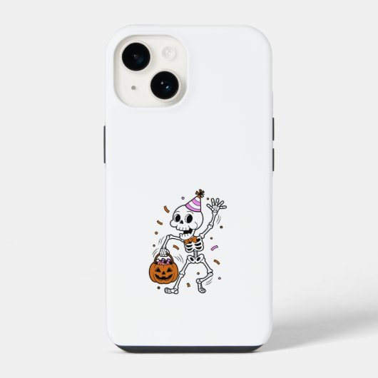 Coque Pour iPhone 14 Squelette de confettis pour Halloween (Verso)