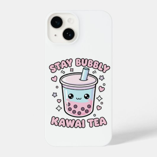 Coque Pour iPhone 14 Stay Bubbly Kawaii Tea Cute Boba Bubble Tea White (Verso)
