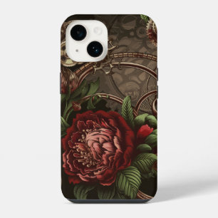 Coque Pour iPhone 14 Steampunk Botanique Elegance Gears and Blooms in