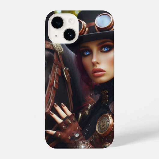 Coque Pour iPhone 14 Steampunk Victorian Lady Dark Rider (Verso)