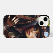 Coque Pour iPhone 14 Steampunk Victorian Lady Dark Rider (Verso Horizontal)