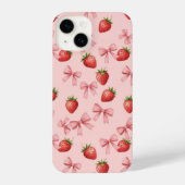 Coque Pour iPhone 14 Strawberry and Pink Bows Pattern Phone Case (Verso)