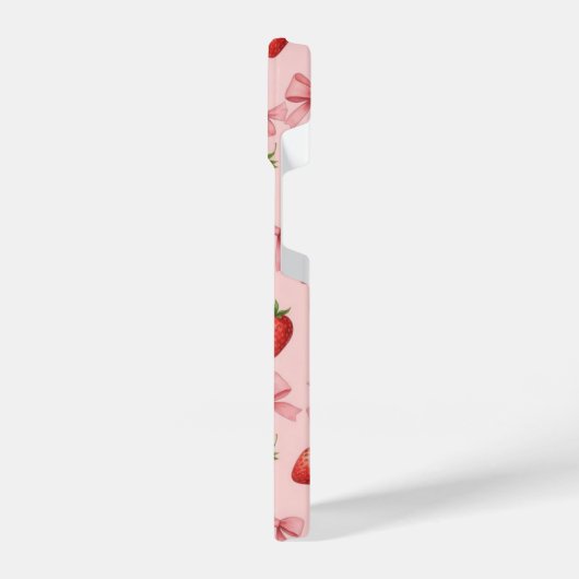 Coque Pour iPhone 14 Strawberry and Pink Bows Pattern Phone Case (Côté gauche)