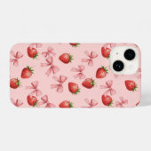 Coque Pour iPhone 14 Strawberry and Pink Bows Pattern Phone Case (Verso Horizontal)