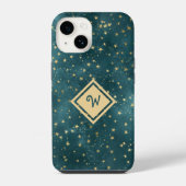 Coque Pour iPhone 14 Stress Night Space Design avec Monogramme Or (Verso)