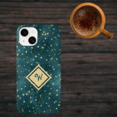 Coque Pour iPhone 14 Stress Night Space Design avec Monogramme Or